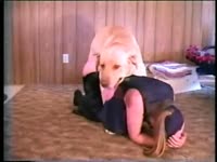 Dog goes balls deep while fucking a kinky babe